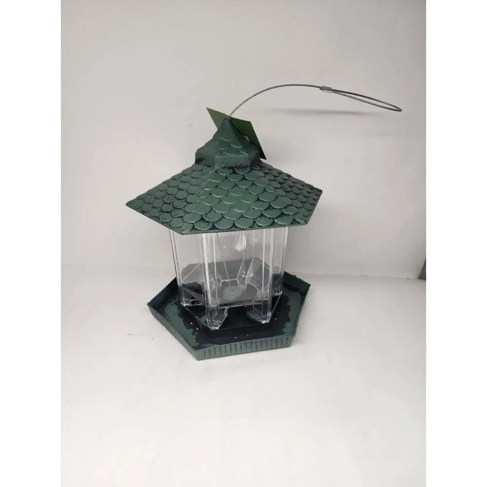 Green Plastic Songbird Lantern Wild Bird Hopper Feeder